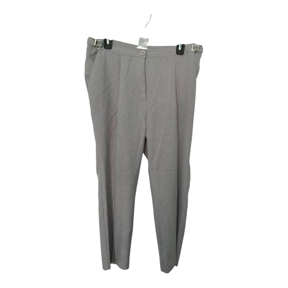 Damart Size 12 Grey Trousers Pleated Adjustable Waist Dress Pants Office Casual